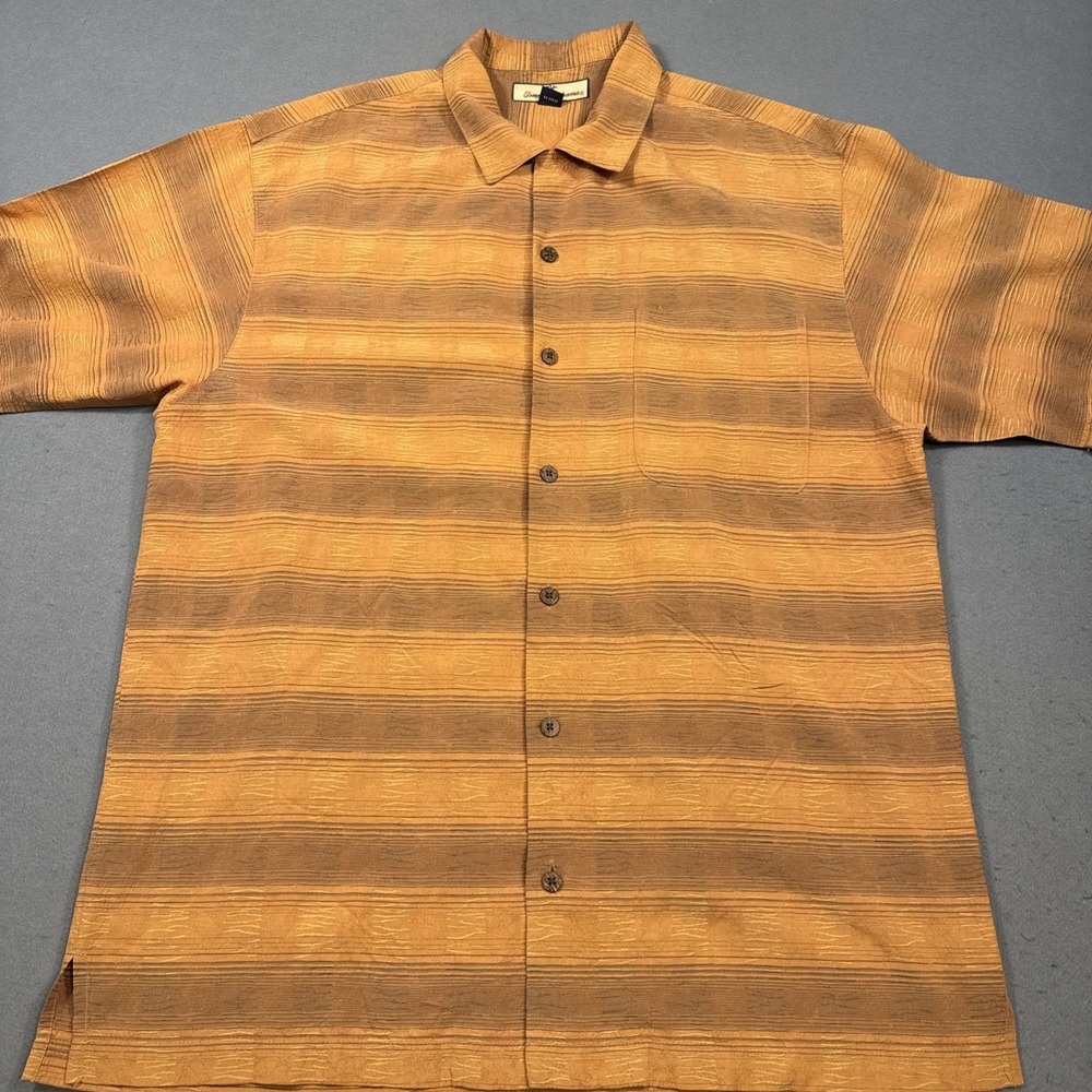 Tommy Bahama 100% Silk Hawaiian Shirt Mens MediumEARTH TONES Tropical Aloha